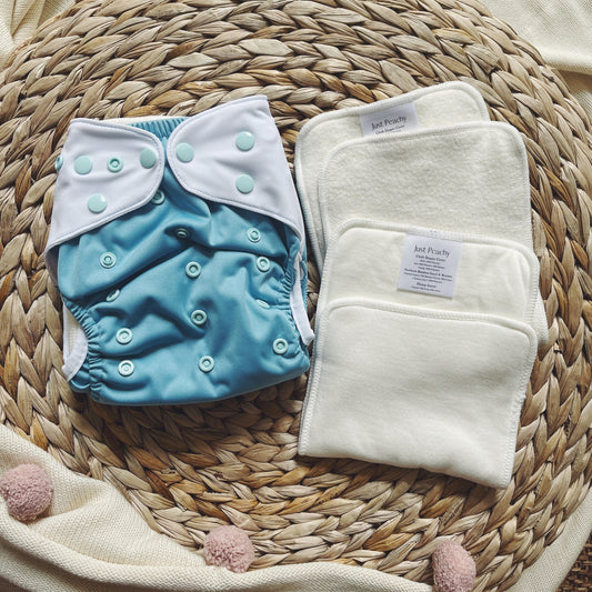 Cloth Diapers - Classic Collection - Single Diaper Set + Inserts - Cerulean