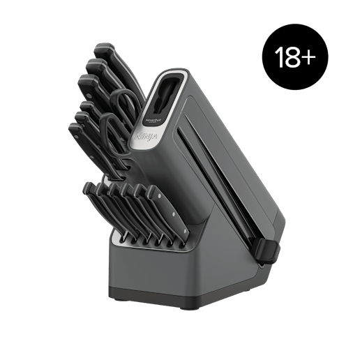 Ninja Foodi StaySharp Knife Block with Integrated Sharpener – Deluxe 14-Piece Set in Silver/Black | K32014EUUK | by SharkNinja