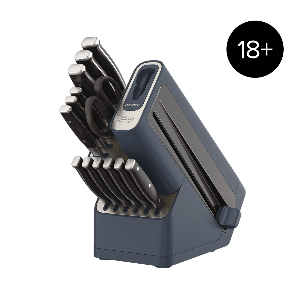 Ninja Foodi StaySharp Knife Block with Integrated Sharpener Deluxe 14-Piece Set in Cyber Space | K32014UKCYD | by SharkNinja