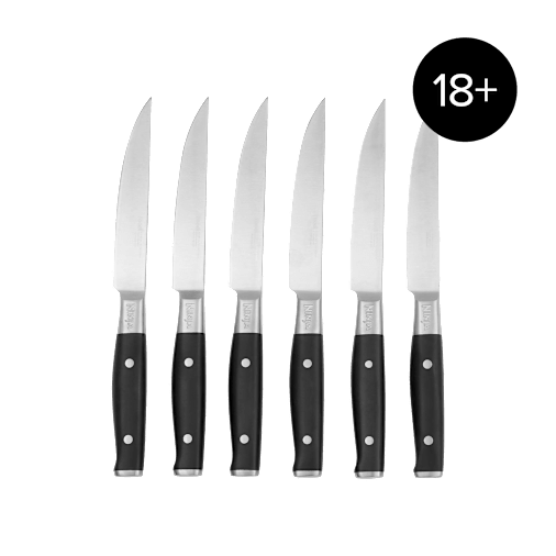 Ninja Foodi StaySharp Steak Knives – 6-Piece Set [] in Silver/Black | K32106UK | by SharkNinja