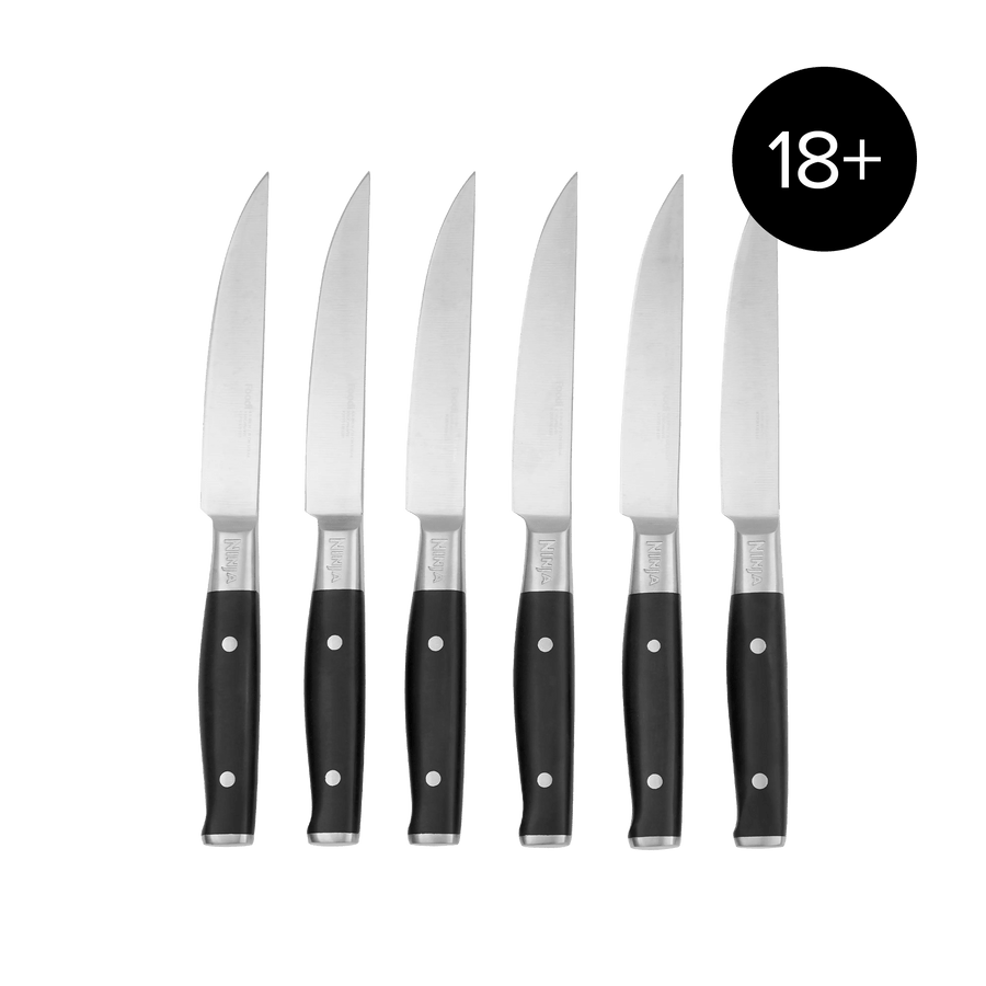 Ninja Foodi StaySharp Steak Knives – 6-Piece Set [] in Silver/Black | K32106UK | by SharkNinja
