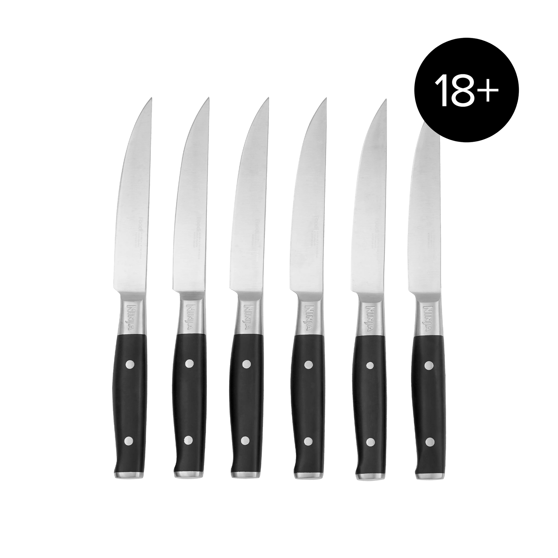 Ninja Foodi StaySharp Steak Knives – 6-Piece Set [] in Silver/Black | K32106UK | by SharkNinja
