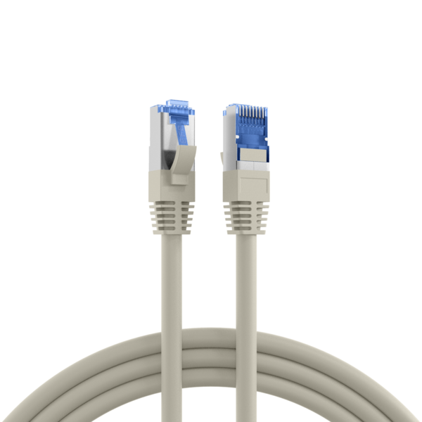 RJ45 Patchkabel Cat.6A S/FTP TPE, Cat.7 Rohkabel superflex grau 10m