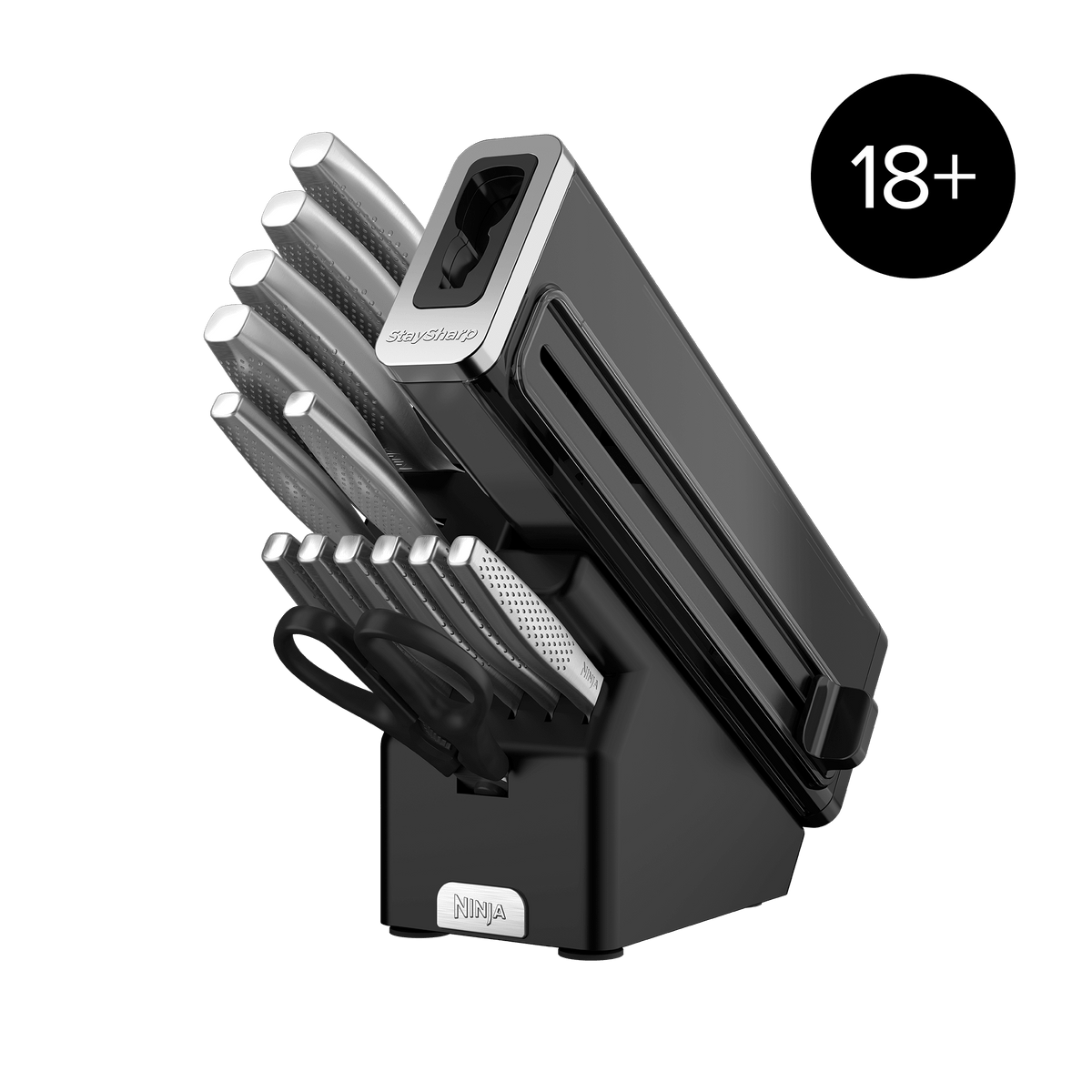 Ninja StaySharp 14-Piece Stainless Knife Set, Wood Block & Built-In Sharpener in Gris Anthracite | K62014EUUK | by SharkNinja