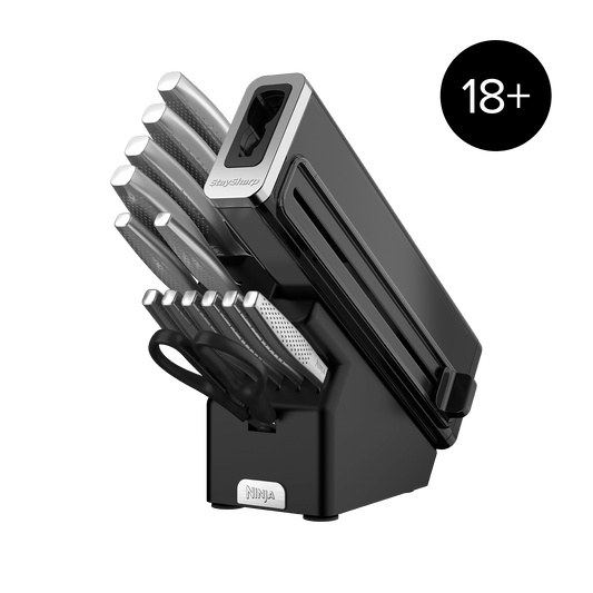 Ninja StaySharp 14-Piece Stainless Knife Set, Wood Block & Built-In Sharpener in Gris Anthracite | K62014EUUK | by SharkNinja