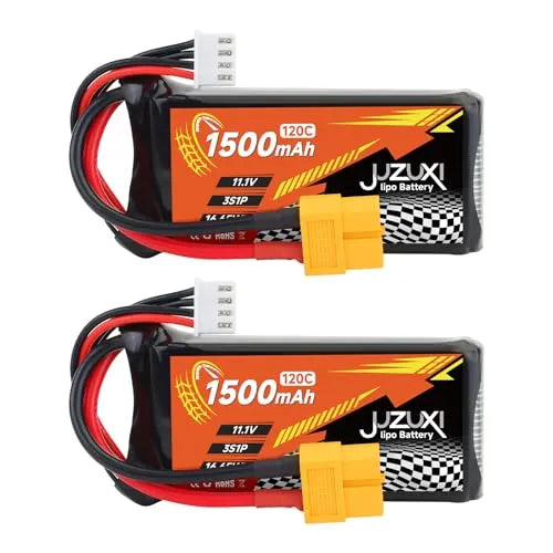 2Pcs 11.1V Lipo Battery 1500mAh 3S 120C Rechargeable Lithium Polymer Battery with XH & XT60 Connector Compatible with FPV Racing Drone RC Car RC Boat