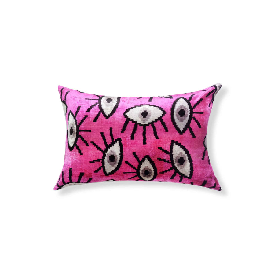Kendi Silk Ikat Lumbar Pillow - 16" x 24" / Hot Pink