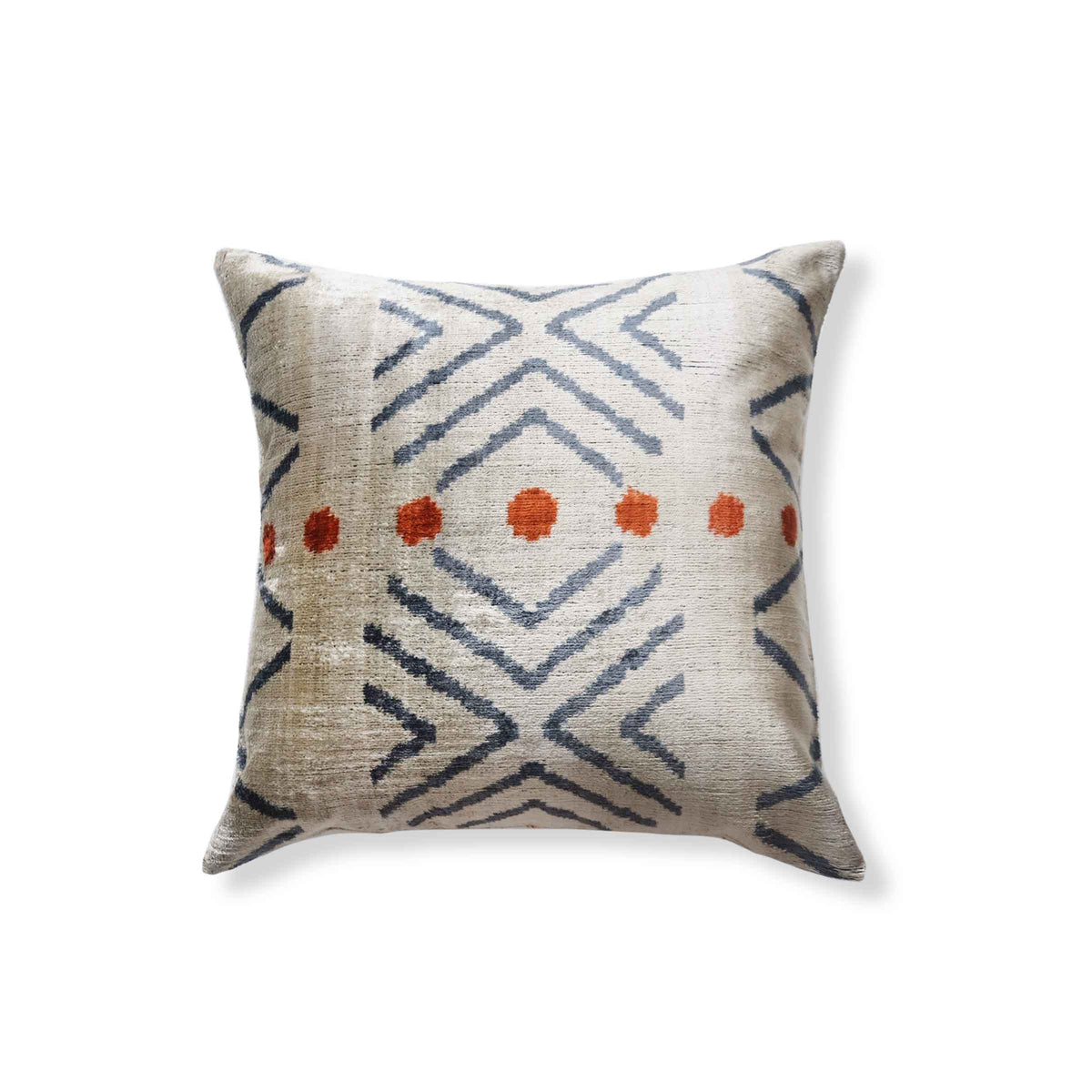 Kir Silk Ikat Pillow - 20" x 20" / Blue & Orange