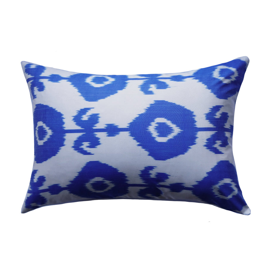 Kork Silk Ikat Lumbar Pillow - 16" x 24" / Cobalt