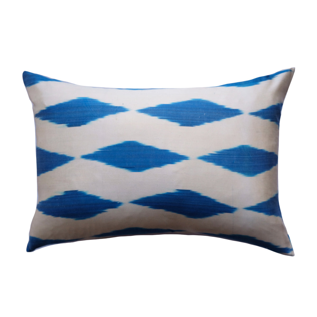 Kurt Silk Ikat Lumbar Pillow - 16" x 24" / Blue
