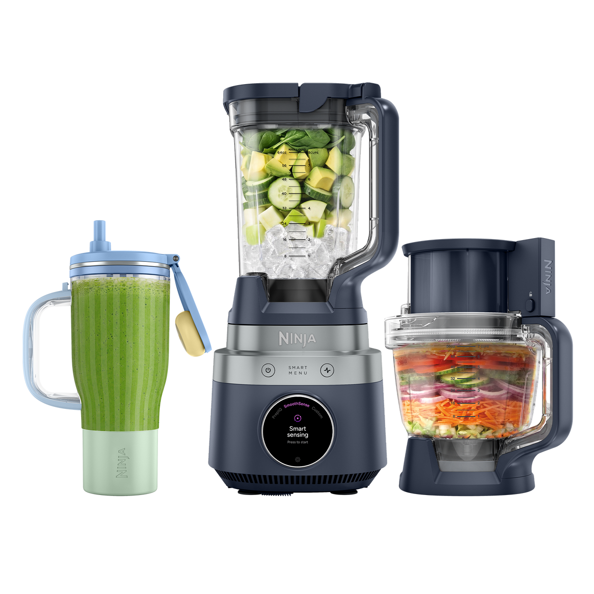 Ninja CrushBOSS 3-in-1 Kitchen System with Food Processor & Tumbler in Midnight Blue | LB401UKBL | by SharkNinja