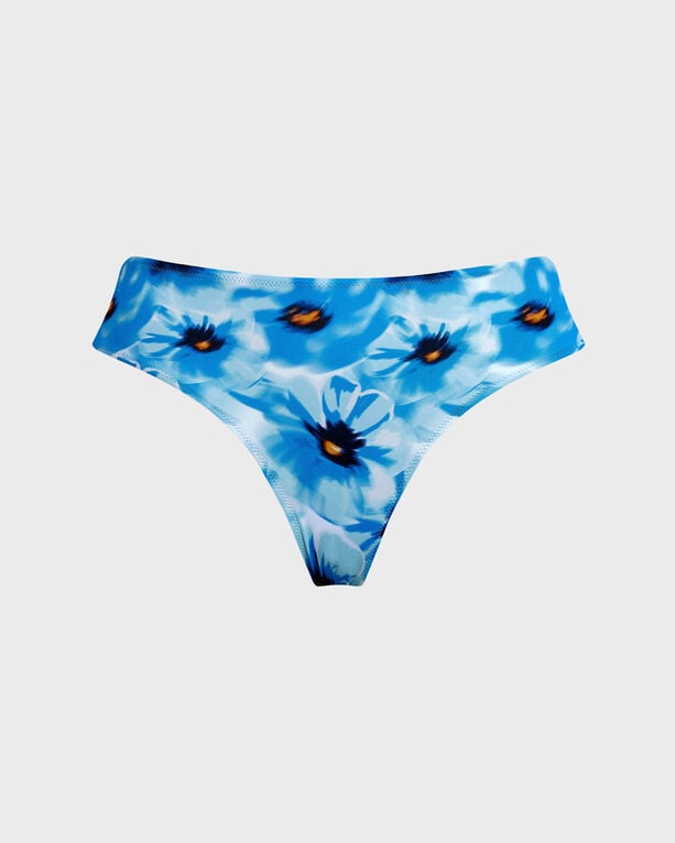 Vilebrequin - Women Mid Rise Bikini Bottom Poppies - Swimwear - Lack - Blue - Size XL