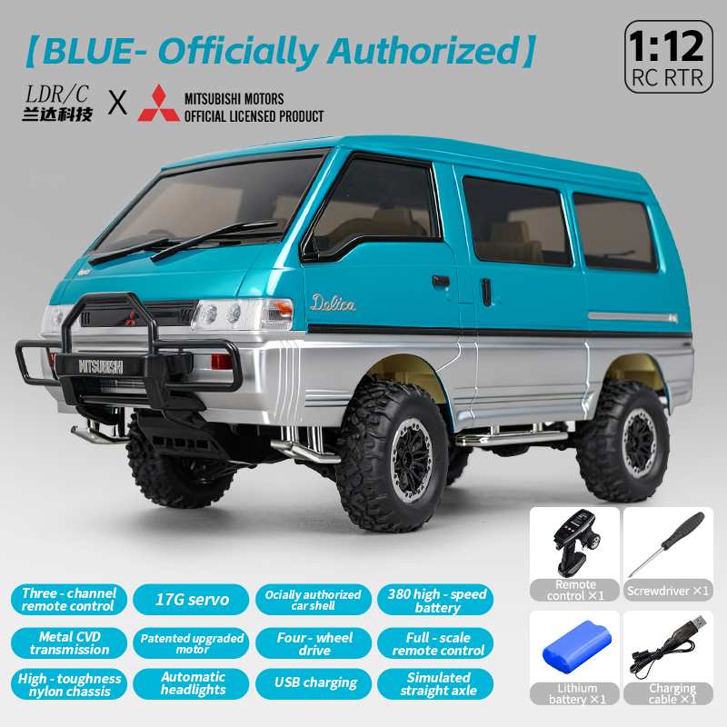 LDRC LD1296 1/12 Scale 2.4G Mitsubishi Delica 2-Speed Off-Road 4WD RC Van Car - Blue