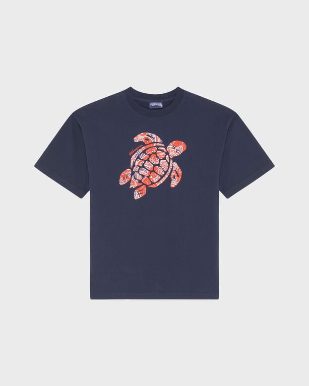 Vilebrequin - Boys Organic Cotton Oversize T-shirt Turtle - Tee Shirt - Galileo - Blue - Size 14