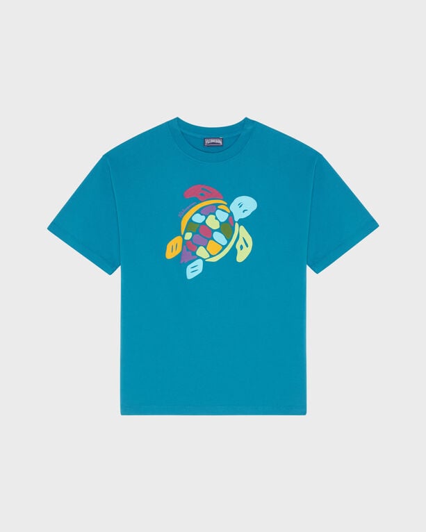 Vilebrequin - Boys Organic Cotton Oversize T-shirt Big Turtle - Tee Shirt - Galileo - Blue - Size 14