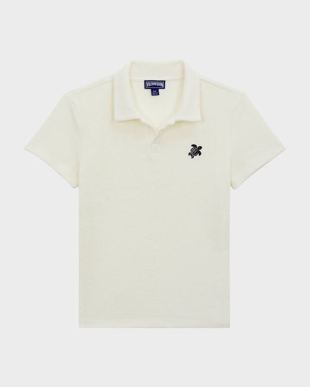 Vilebrequin - Boys Terry Polo Embroidered Turtle - Polo - Gill - White - Size 4