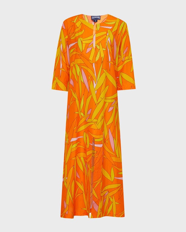 Vilebrequin - Women Long Cotton And Silk Kaftan Madrague - Kaftan - Leonor - Orange - Size M