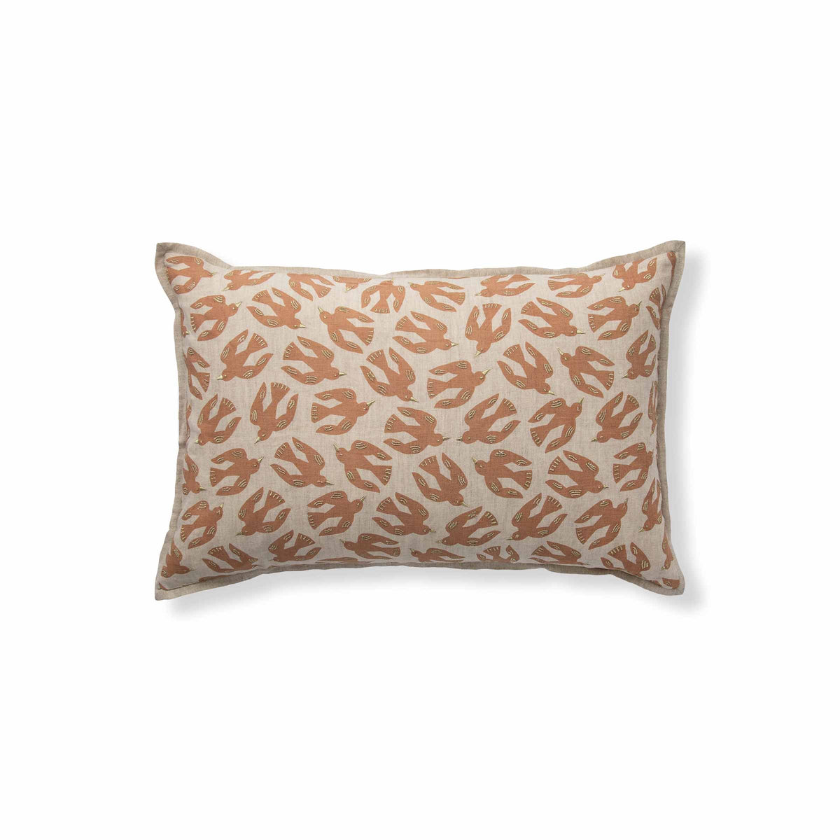 Birds Maple Pillow - 16" x 24" / Maple & Flax Linen