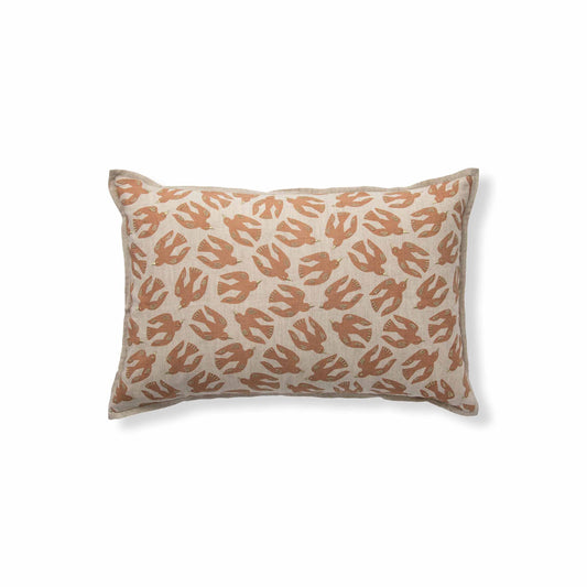 Birds Maple Pillow - 16" x 24" / Maple & Flax Linen