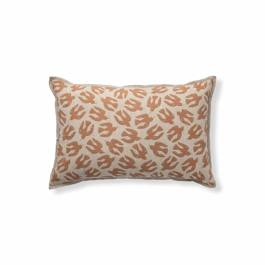 Birds Maple Pillow - 16" x 24" / Maple & Flax Linen