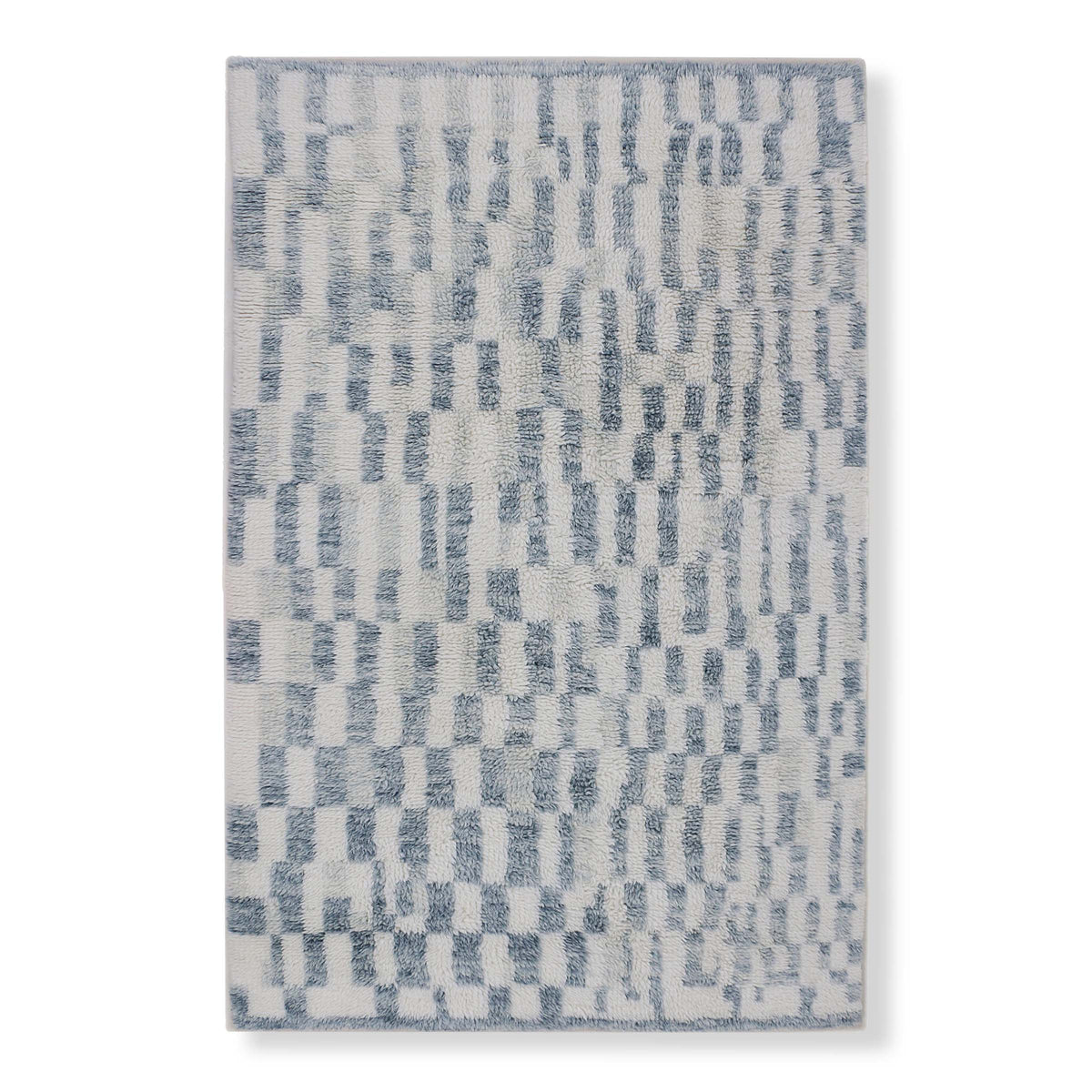 Checkerboard Shaggy - 6' x 9' / Blue Grey Ivory