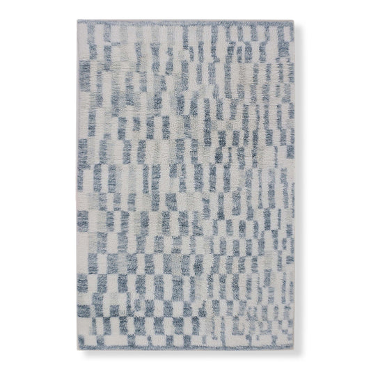 Checkerboard Shaggy - 6' x 9' / Blue Grey Ivory