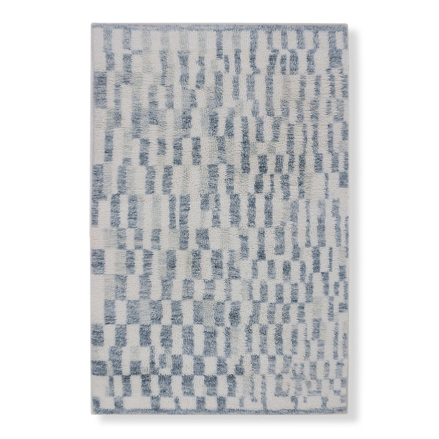 Checkerboard Shaggy - 6' x 9' / Blue Grey Ivory