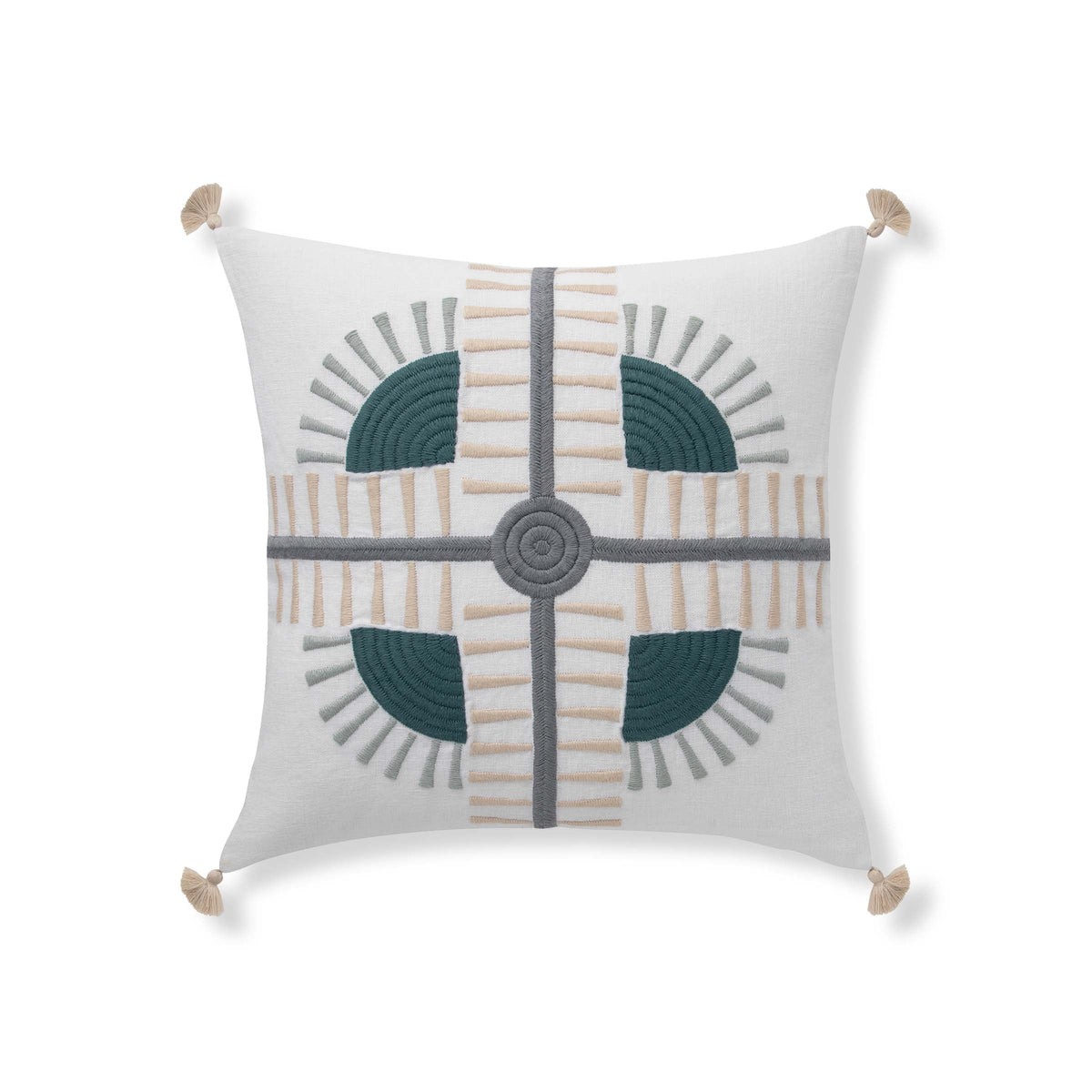 Compass Aqua Pillow - 20" x 20" / Teal