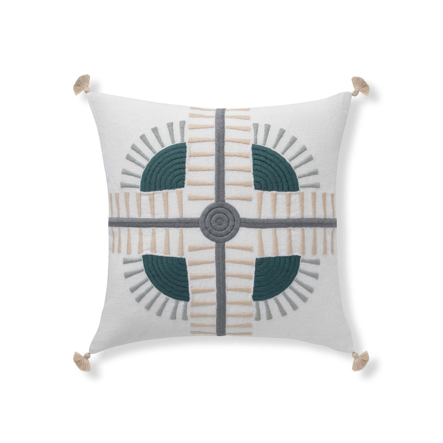 Compass Aqua Pillow - 20" x 20" / Teal