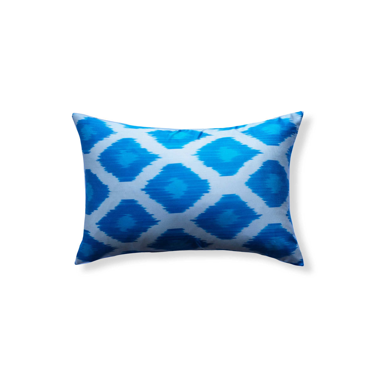 Eala Silk Ikat Lumbar Pillow - 16" x 24" / Blue