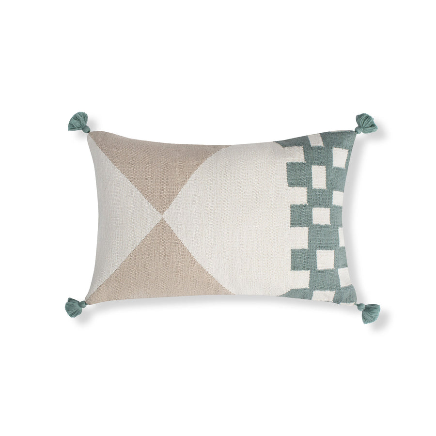Geo Curve Lumbar Pillow - 16" x 24" / Teal