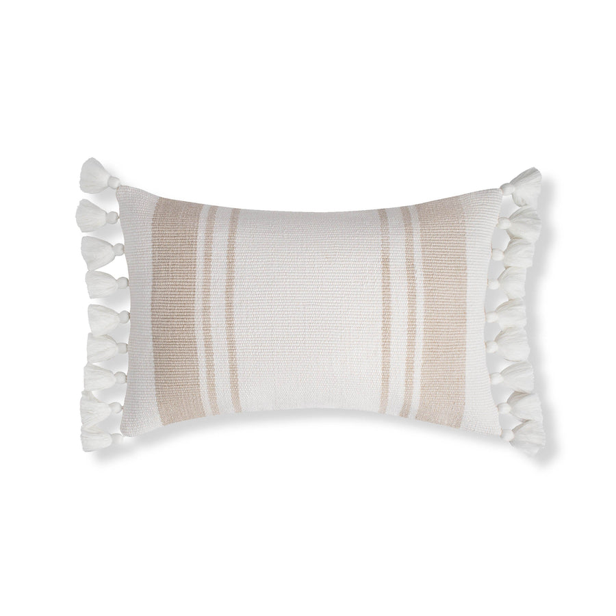 Newport Lumbar Pillow - 16" x 24" / White & Natural