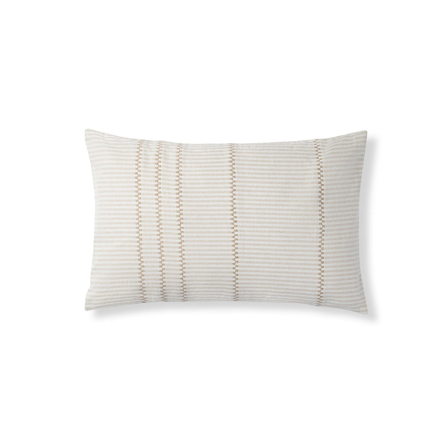 Paloma Stripe Lumbar Pillow - 16" x 24" / White Beige Stripe