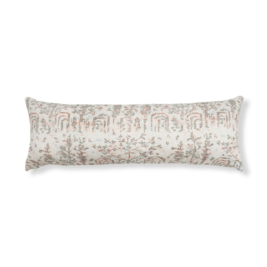 Versailles Oblong Pillow - 14" x 40" / Distressed pink & green & blue