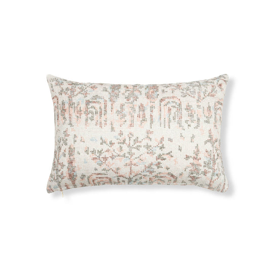 Versailles Pillow - 16" x 24" / Distressed pink & green & blue
