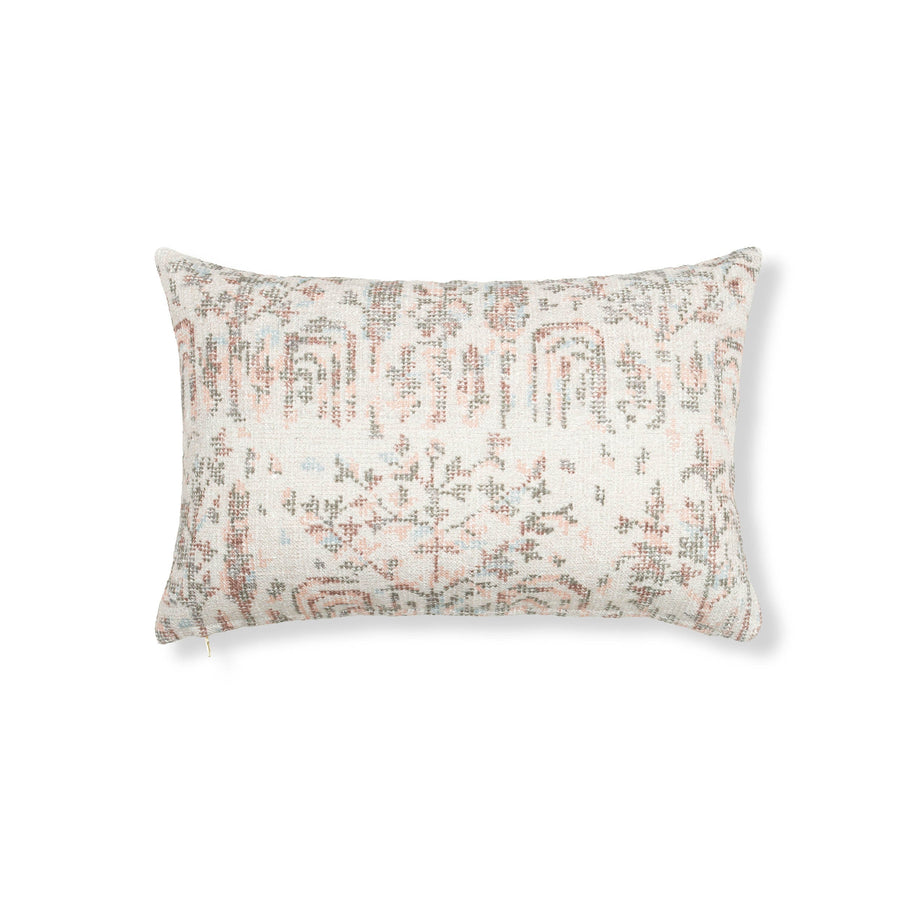 Versailles Pillow - 16" x 24" / Distressed pink & green & blue