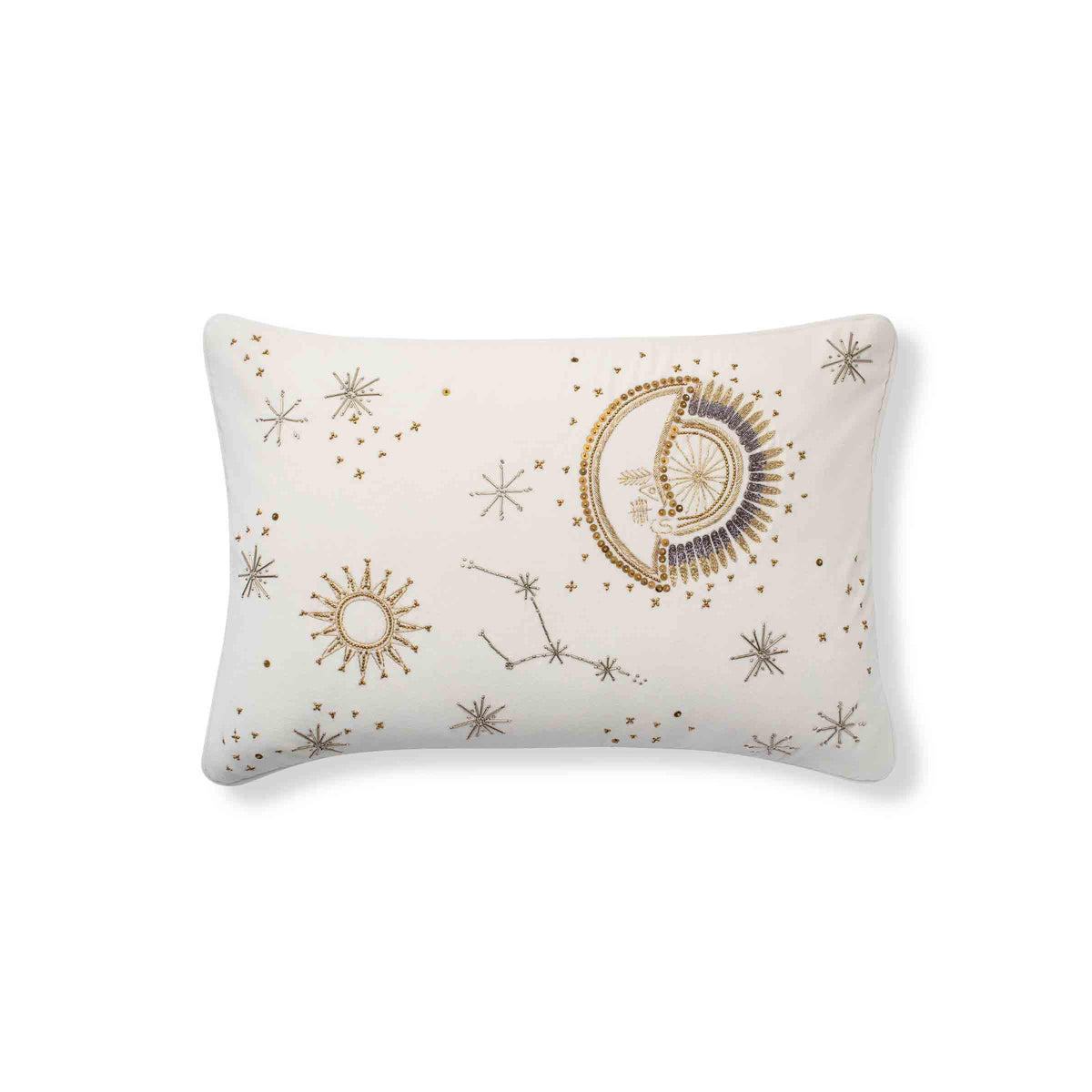 Wish Upon A Star White Pillow - 16" x 24" / White & Gold & Silver