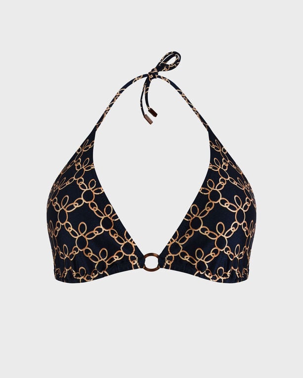 Vilebrequin - Women Triangle Bikini Top Turtles Chain - Swimwear - Flox - Blue - Size M