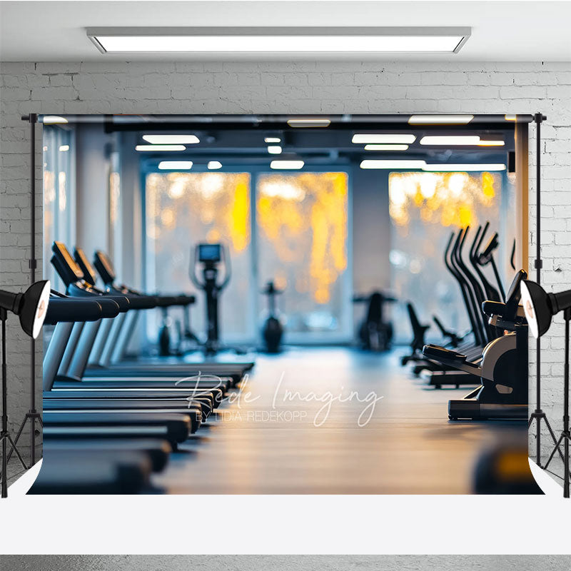 Aperturee Modern Gym Interior Sports Backdrop Fitness Center Treadmills Workout Photography Background