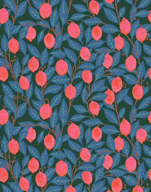 'Lemons' Wallpaper by Nathan Turner - Peacock - Removable / 26 in. x 4.5 ft.