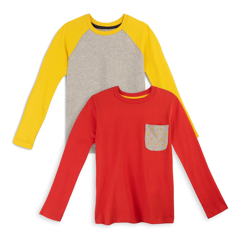 Organic Cotton Kids Shirts - Long Sleeve Tee 2 Pack - FINAL SALE | Color: Lightning Flash | Size: 2T