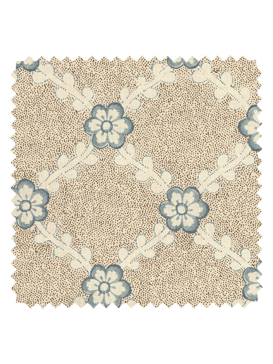 'Lucia' Tea Stained Linen Fabric by Nathan Turner - Brown Blue - LINEN / YARD