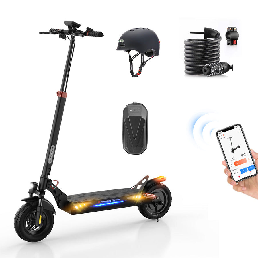 M2 Electric Scooter With Cable Lock And Helmet - M2 with a cable lock and LED helmet