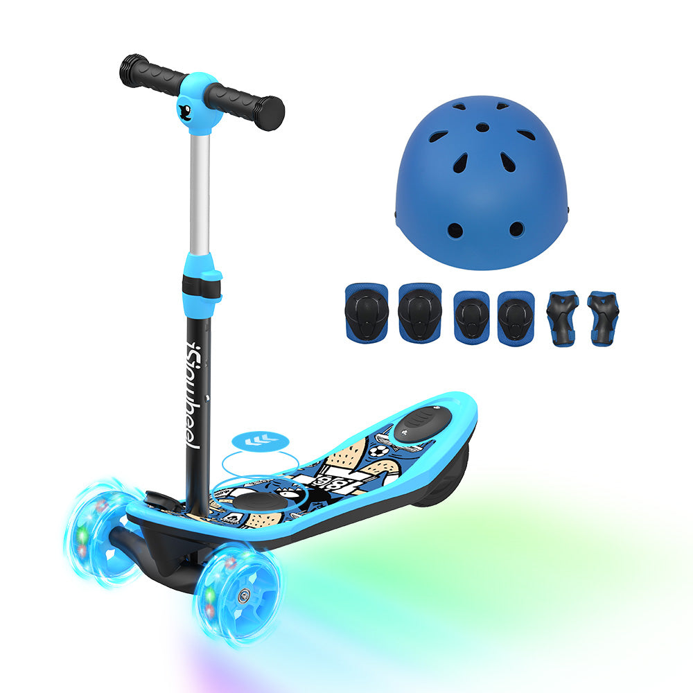 M3 Electric Scooter For Kids With Protective Kit - M3 Blue E-Scooter with blue helmet