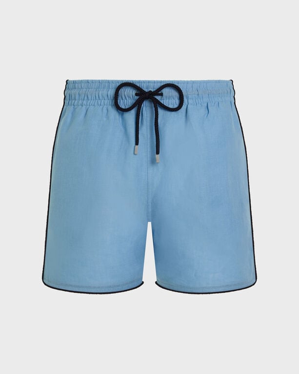 Vilebrequin - Men Linen Swim Shorts Solid - Swimwear - Mallorca - Blue - Size XXXL