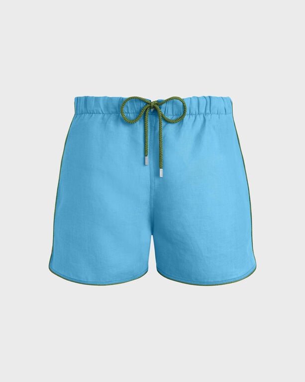 Vilebrequin - Men Linen Swim Shorts Solid - Swimwear - Maurice - Blue - Size XL