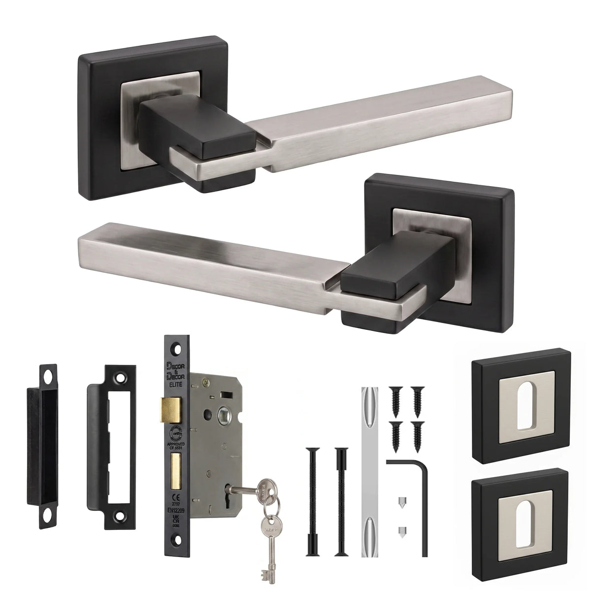 Nexus Duo Finish Privacy Door Lever Handles - Sash Lock Kit 64mm
