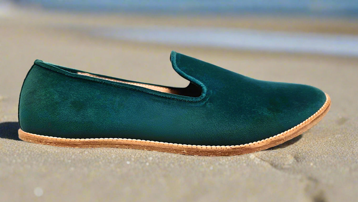 Mens Kiaan Jutti Slip-on Forest Teal Green K3 Velvet - UK 8