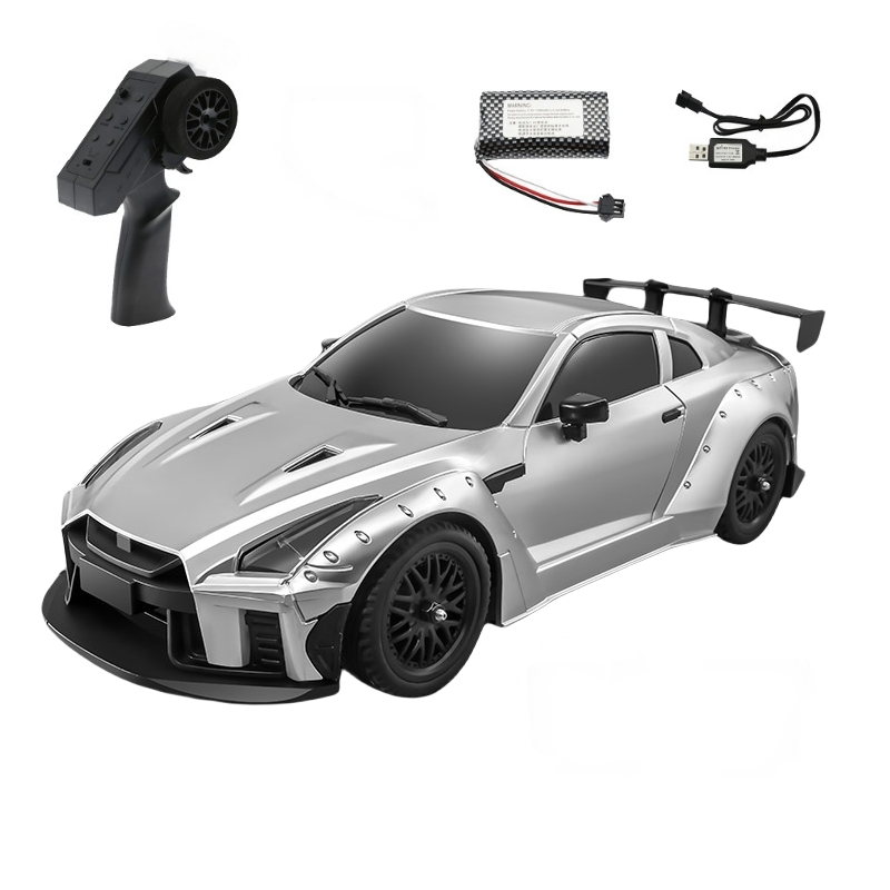 MNRC MN268 1:16 Scale Dual Tire 2-Speed Gyroscope Control Drift RC Car with LED Lights - Silver / One Battery
