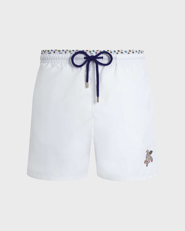Vilebrequin - Men Swim Shorts Bicolor Micro Ronde Des Tortues - Swimwear - Moka - White - Size XXXL
